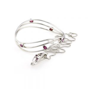 9ct White Gold Ruby Bangle and Pendant