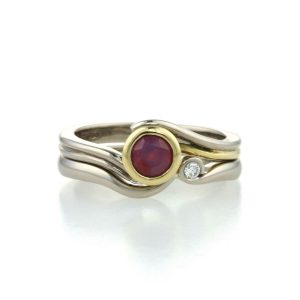 18ct white gold yellow gold ruby and diamond bridal jewellery.