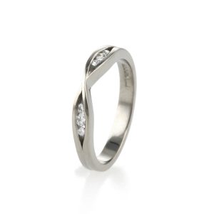 Handmade Infinity Inspired Wedding Ring made in 18ct white gold and diamonds