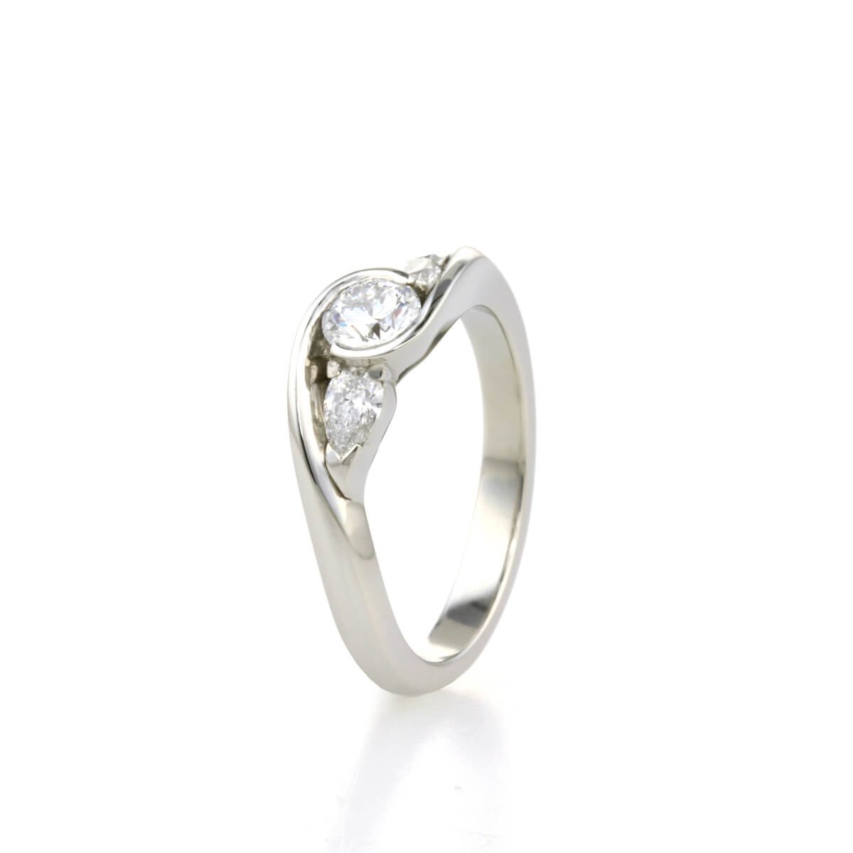 Handcrafted Platinum & Diamond Trilogy Engagement Ring