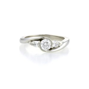 Handcrafted Platinum Diamond Trilogy Engagement Ring