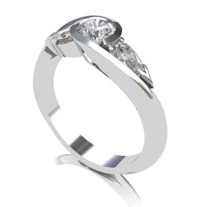 CAD designs of Handcrafted Platinum & Diamond Trilogy Engagement Ring
