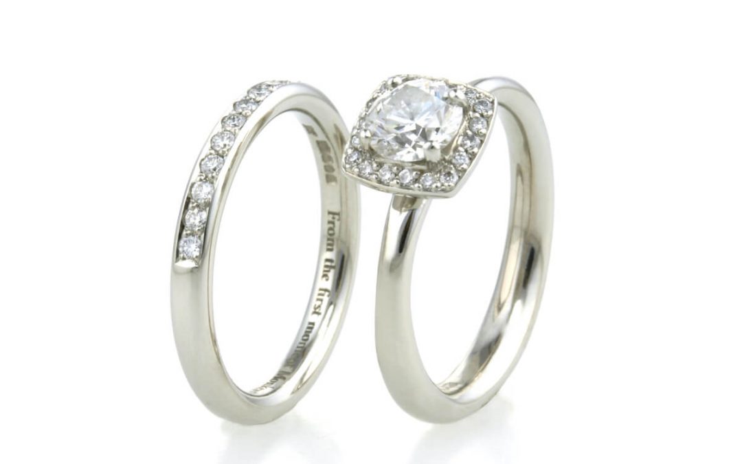 Platinum & Diamond Halo Engagement & Wedding Rings