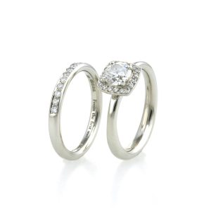 platinum halo diamond and wedding ring