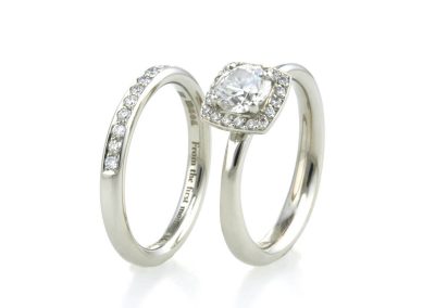 Platinum & Diamond Halo Engagement & Wedding Rings