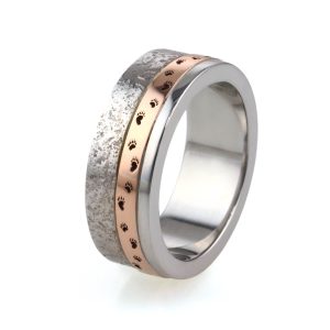 9ct White & Rose Gold Textured Mans Wedding Ring