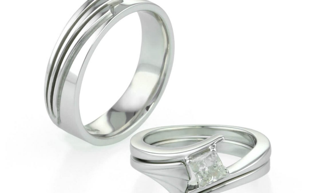 Ladies & Gents Art Deco Inspired Wedding Rings