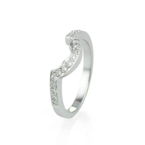 9ct White gold Grain Set Diamond Shaped Wedding Ring
