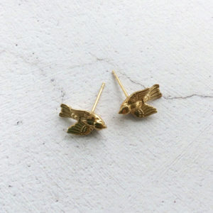 Gold plated Silver Bird Stud Earrings